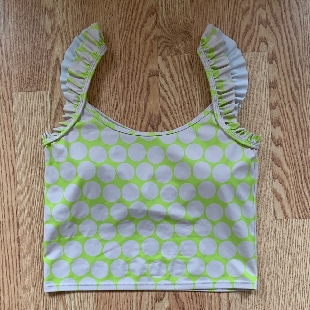 Kortni Jeane Neon Green & White Polka Dot Bikini Top